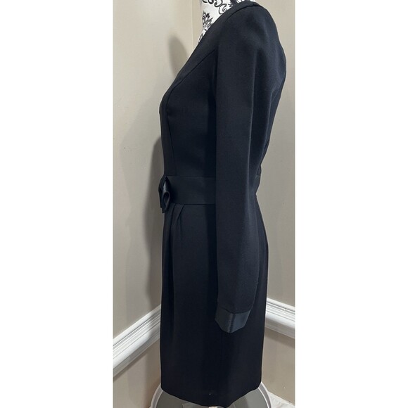 VTG Laura Ashley Black Dress Bow Front Satin Trim Audrey Hepburn 50s’ Sz 6 - Picture 5 of 14